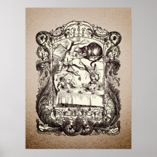 Poster Caracteres Wonderland com Frame Vintage