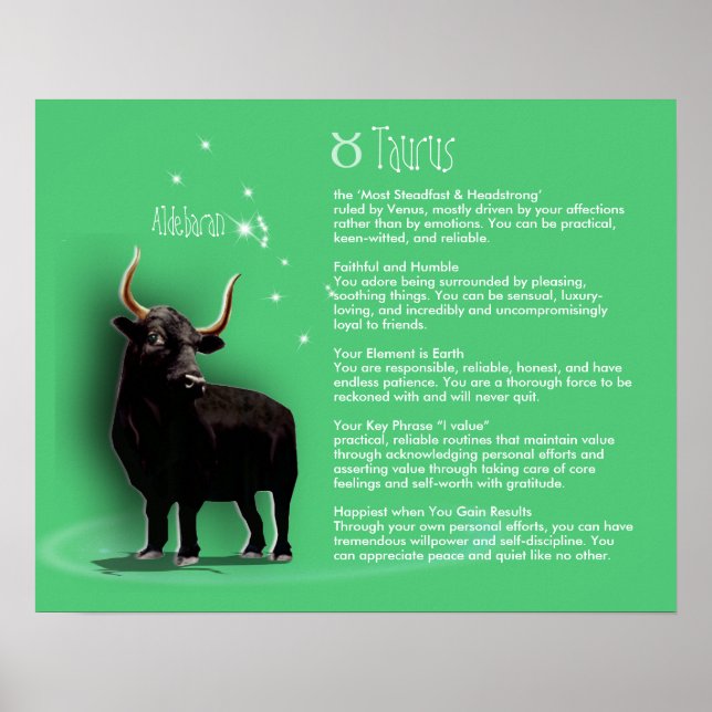 Poster Características do Taurus (Frente)