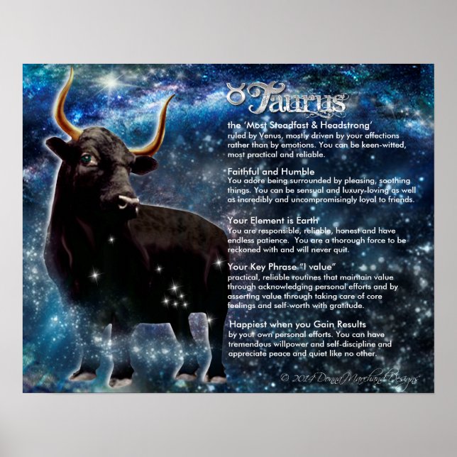 Póster Características do Taurus (Frente)