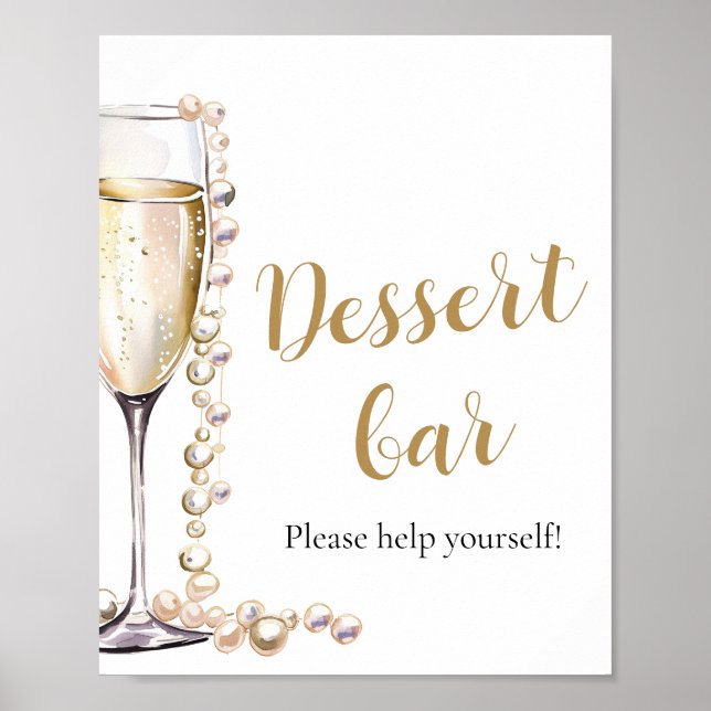 Poster Caramelo Dourado Elegante e Sinal de Bar de Desert (Frente)