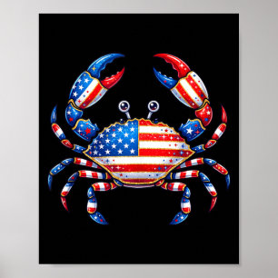 Poster caranguejo bandeira americana patriótico frutos do