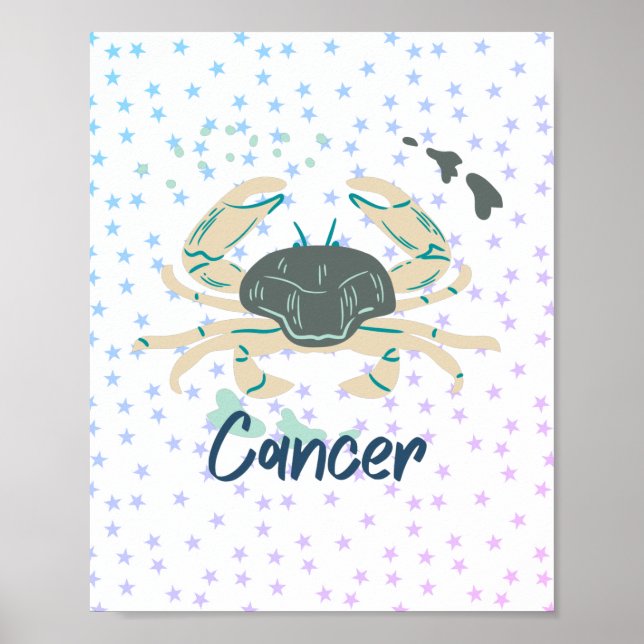 Poster Caranguejo Cancer Moderno Zodiac (Frente)