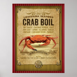 Poster Caranguejo da Louisiana Boil Nova Orleans Cajun Po