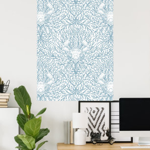 Poster Caranguejo e erva-do-mar, verão costeiro em branco