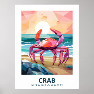 Poster Caranguejo, Trabalho de arte de crustáceos para en