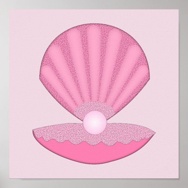 Poster Carapaça de ostra e pérola de menina rosa (Frente)