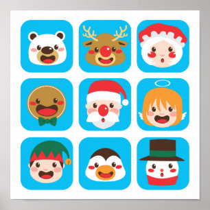 Póster Caras do caráter do Natal