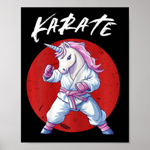 Poster Caratê Bonito Criança Unicórnio Luta Mulheres