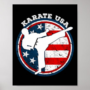 Poster Caratê legal Com Bandeira Americana Para Mulheres 
