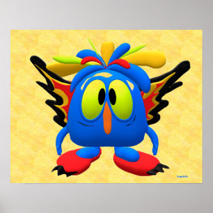 Póster Caráter Animado do Monstro de Ave Owl