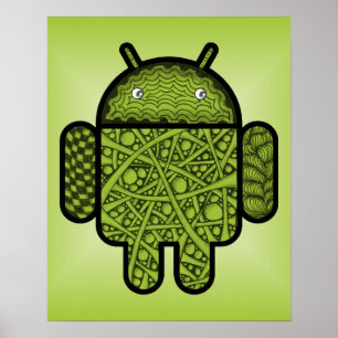 Póster Caráter de porta de bolhas para o robô Android