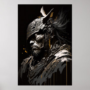 Poster Caráter Escuro de Pintura Fantasia do Guerreiro