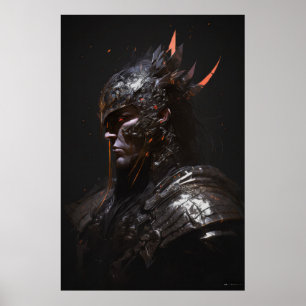 Poster Caráter Escuro de Pintura Fantasia do Guerreiro