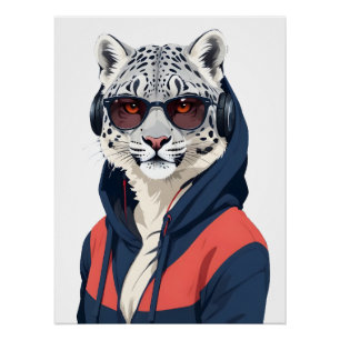 Póster Caráter Legal e engraçado do Hoodie Vestindo Leopa