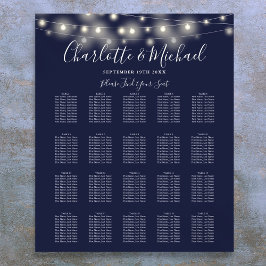 Poster Carateres Luzes Marinho Gráfico de Casamento Azul