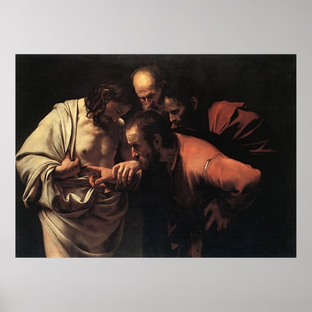 Poster Caravaggio, A Incredulidade Do Santo Thomas (Frente)