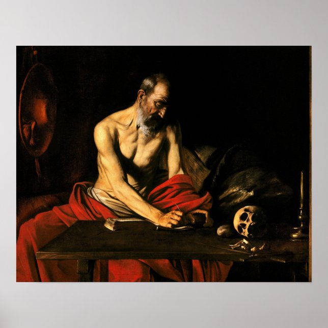 Póster Caravaggio - Escrevendo Jerome Santo (Frente)