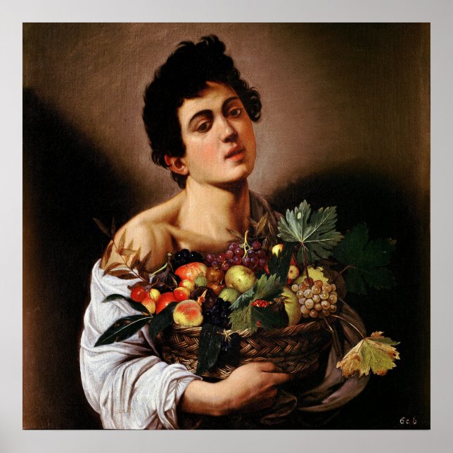 Poster Caravaggio - Menino com uma Cesta de Frutas (1593) (Frente)