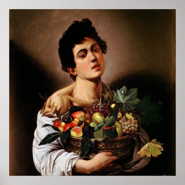 Poster Caravaggio "Rapaz com uma Cesta de Frutas" (Frente)
