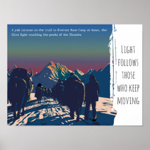 Poster Caravana de Iaques ao Amanhecer Evereste Motivacio