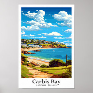 Poster Carbis Bay Cornwall England Viagem Vintage