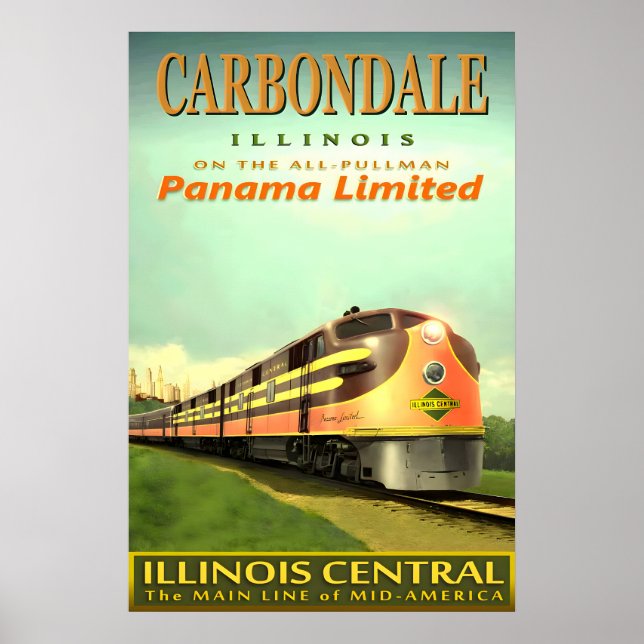 Poster CARBONDALE Ferrovia Central Illinois PANAMA (Frente)