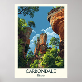 Poster Carbondale Illinois Vintage Nature Bluffs Viagem