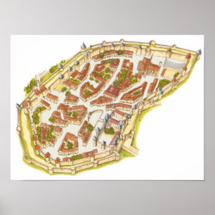 Póster Carcassonne France. Vista aérea