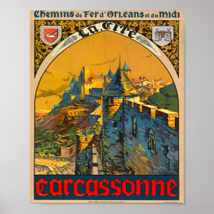 Poster Carcassonne Vintage - Viagem francês