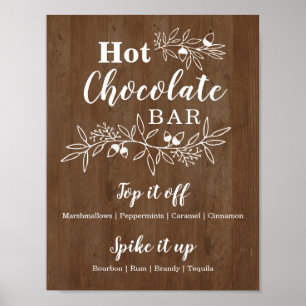 Poster Cardápio da Barra de Chocolate Quente de Madeira F