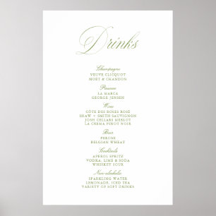 Poster Cardápio de Bar de Bebidas de Casamento em Papel V