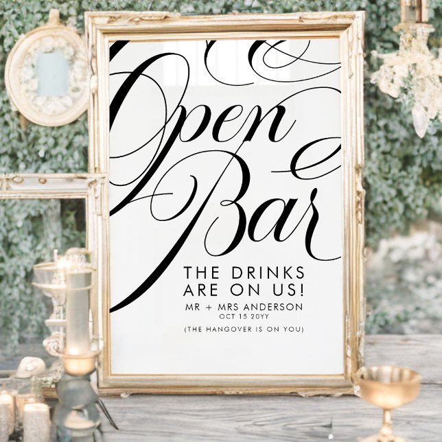 Poster Cardápio de Bar de Bebidas Grátis para Casamento c (Criador carregado)