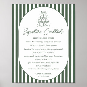 Poster Cardápio de Bar de Casamento Cabana Préppy com Lis
