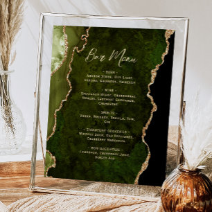 Poster Cardápio de Bar de Casamento em Olive Green Gold A