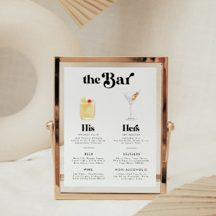 Poster Cardápio de Bar de Drinks com Estilo Retro Vintage