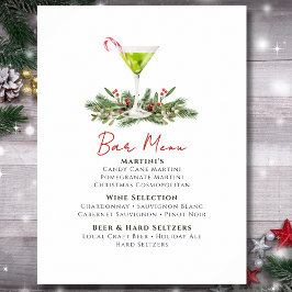 Poster Cardápio de Bar de Festa de Natal Martinis e Mistl