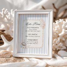 Cardápio de Bar para Chá de Noiva Soft Coastal