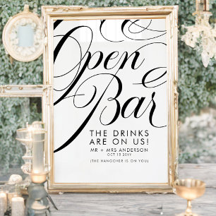 Poster Cardápio de Barra de Bebidas Grátis para Casamento