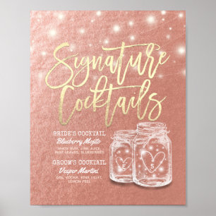 Poster Cardápio de Bebida de Assinatura de Casamento Jars