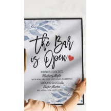 Cardápio de Bebidas Casamento Folhas Azuis O Bar e