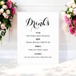Poster Cardápio de Bebidas Casamento Preto Branco<br><div class="desc">Sinal de banner de cardápio de bar de bebidas em preto e branco para casamento, jantar de ensaio, chá de noiva, noivado ou qualquer ocasião semelhante. Confira nossa coleção de loja abaixo para itens correspondentes. Se você precisar de uma forma diferente, estilo de papel, escolha o mesmo na opção personalizar...</div>