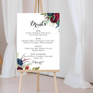 Poster Cardápio de Bebidas de Casamento Floral Boho Capri