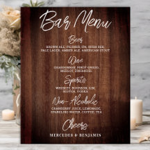 Cardápio de Bebidas de Casamento Rústico Bar Perso