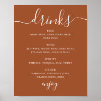 Cardápio de Bebidas de Casamento Sienna | Letreiro