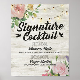 Poster Cardápio de Bebidas de Coquetel de Assinatura Rúst