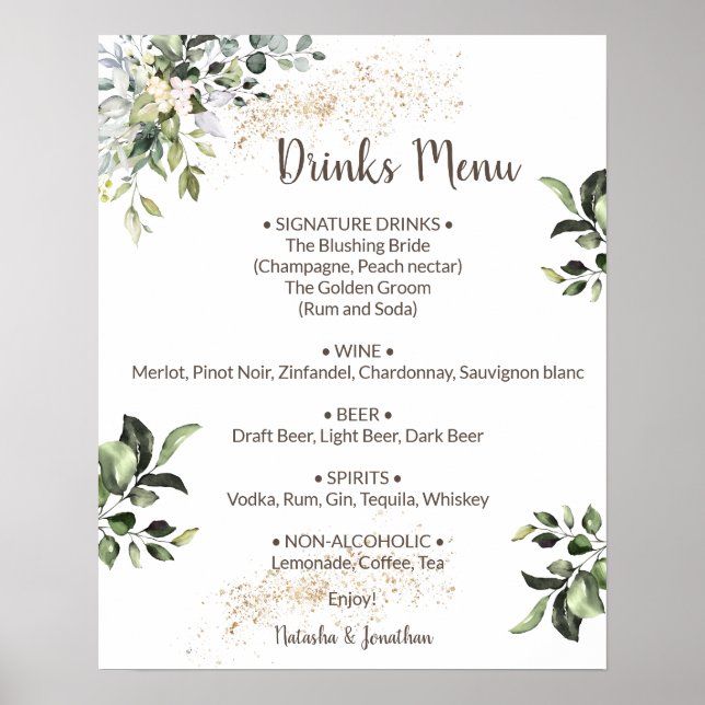 Poster Cardápio de Bebidas Herbais e de Verduras para Cas (Frente)