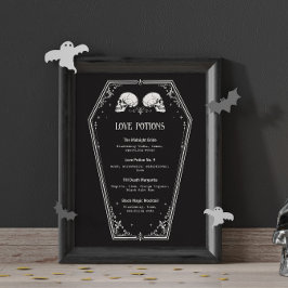 Poster Cardápio de Bebidas para Chá de Noiva de Halloween