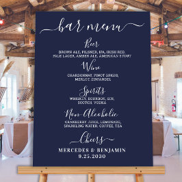 Poster Cardápio de Bebidas Personalizado Azul Marinho par