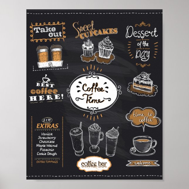 Poster Cardápio de Café (Frente)