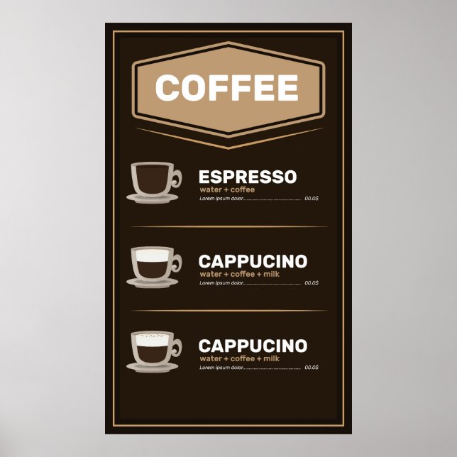 Poster Cardápio de café (Frente)